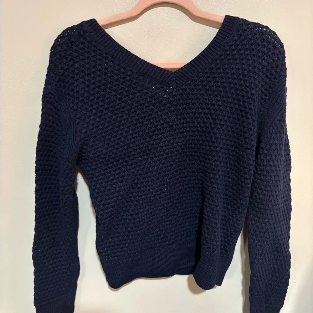 a new day Navy Textured V-Neck Sweater - Women